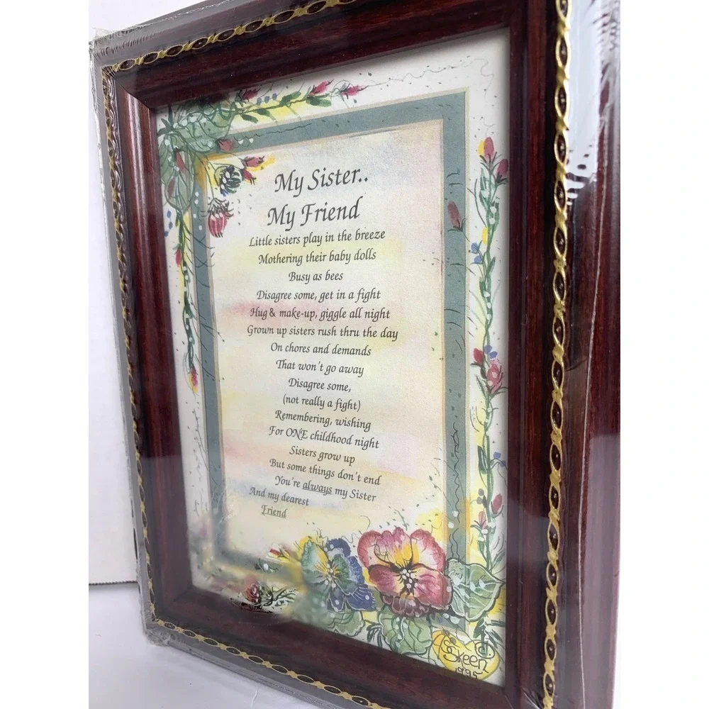 Vintage 90s Southun Heart My Sister My Friend Framed Poem‎ Skeen Cottagecore